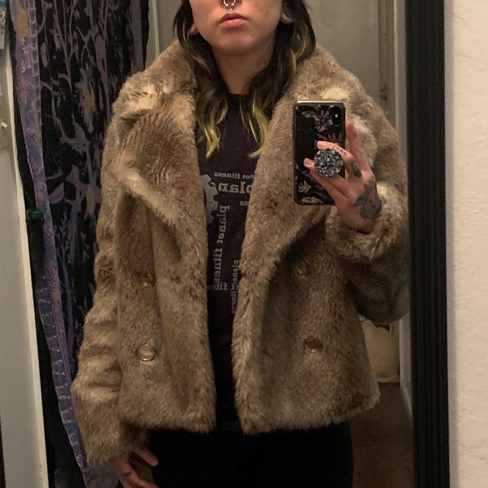 Juicy Couture Faux fur cropped pea coat